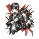 Eren and Mikasa, three cheers for sweet revenge, the lovers tarot card  tattoo design idea