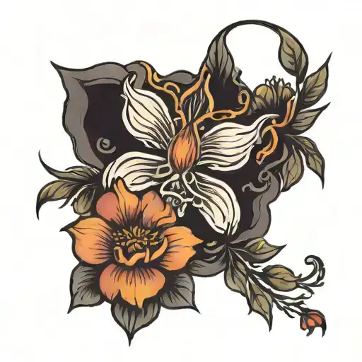 loss grief flower tattoo design idea