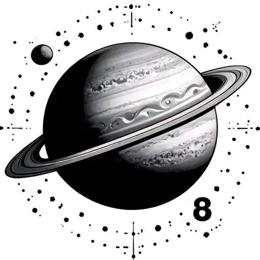 uranus planet and number tattoo design idea