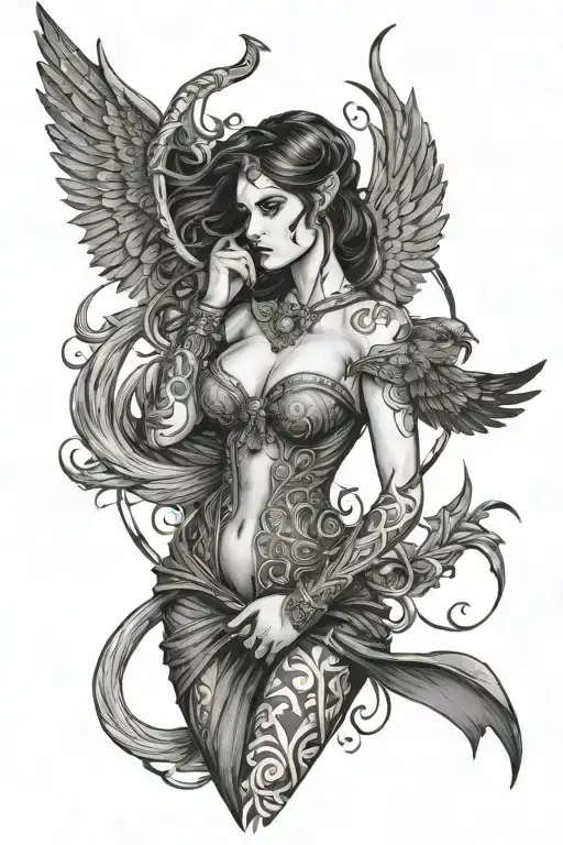 morrigan Irish goddess sexy fit tattoo design idea