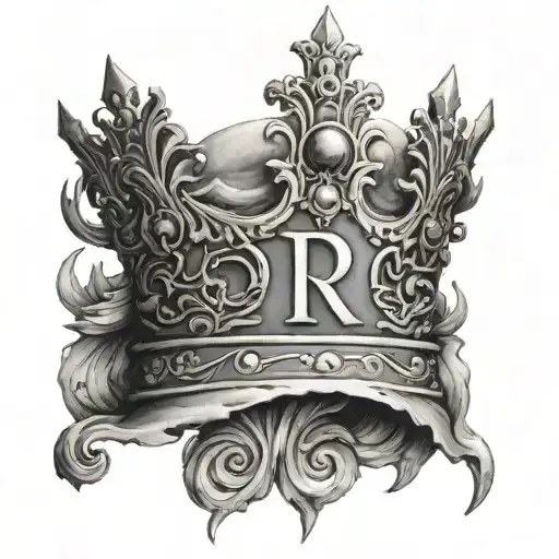 celestial crown with the letter R in the palisades tattoo design idea