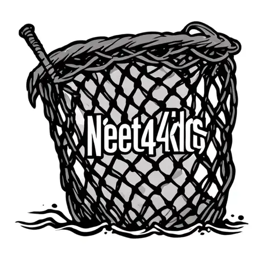 a fishing net with the words “Nette 4 Kids” inside it  tattoo design idea