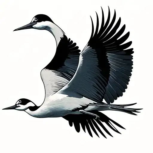 japanese sandhill crane flying tattoo design idea