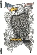 garden flag American flag bald eagle full sleeve tattoo design idea