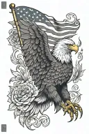 garden flag American flag bald eagle full sleeve tattoo design idea