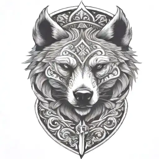 Nordic bear with warrior tattoo design idea