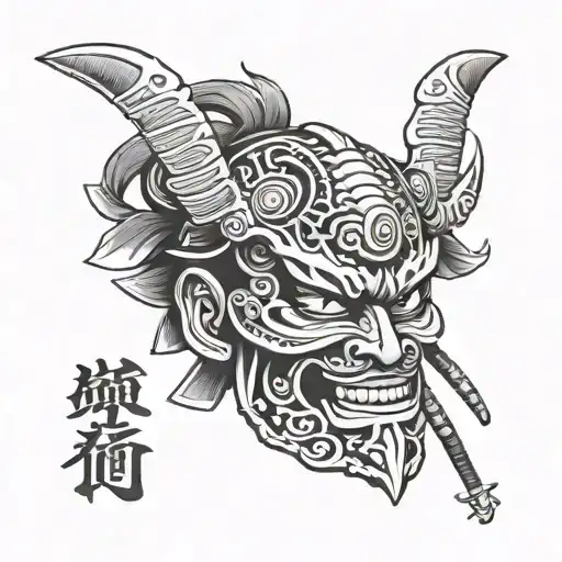 samurai mask tattoo design idea