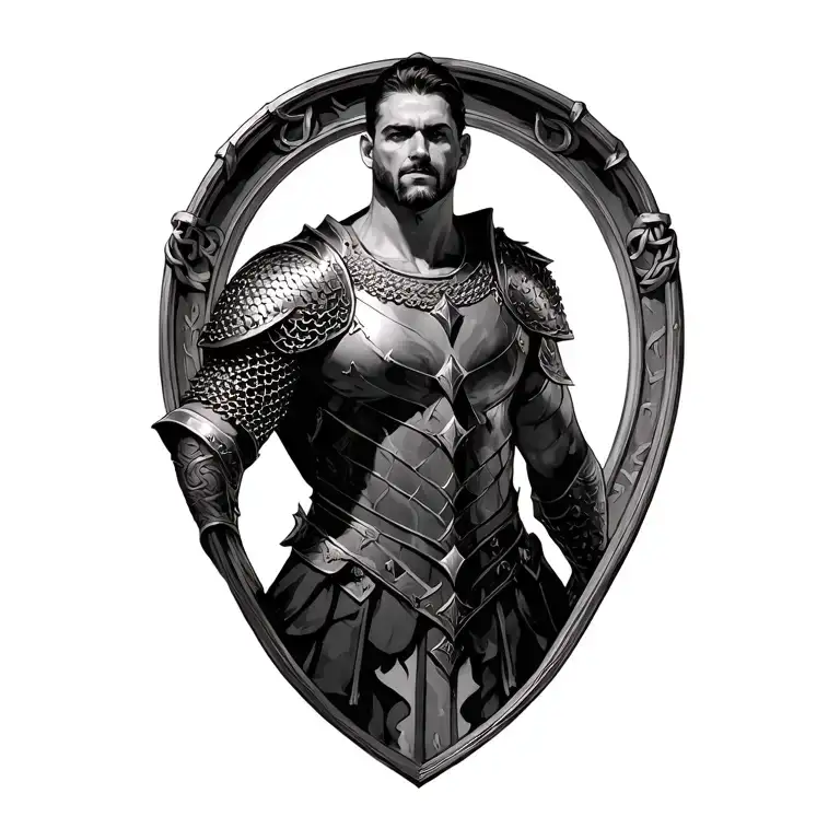 Full Plate pauldron with chainmail arm sleeve tattoo tattoo design idea