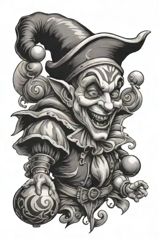 a juggling jester tattoo design idea