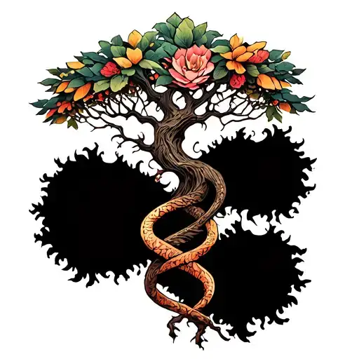 tree of life with double helix intertwined tattoo design idea