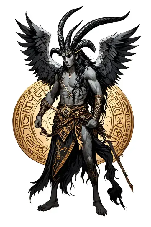 arcangel uriel with capricorn zodiac sign tattoo design idea