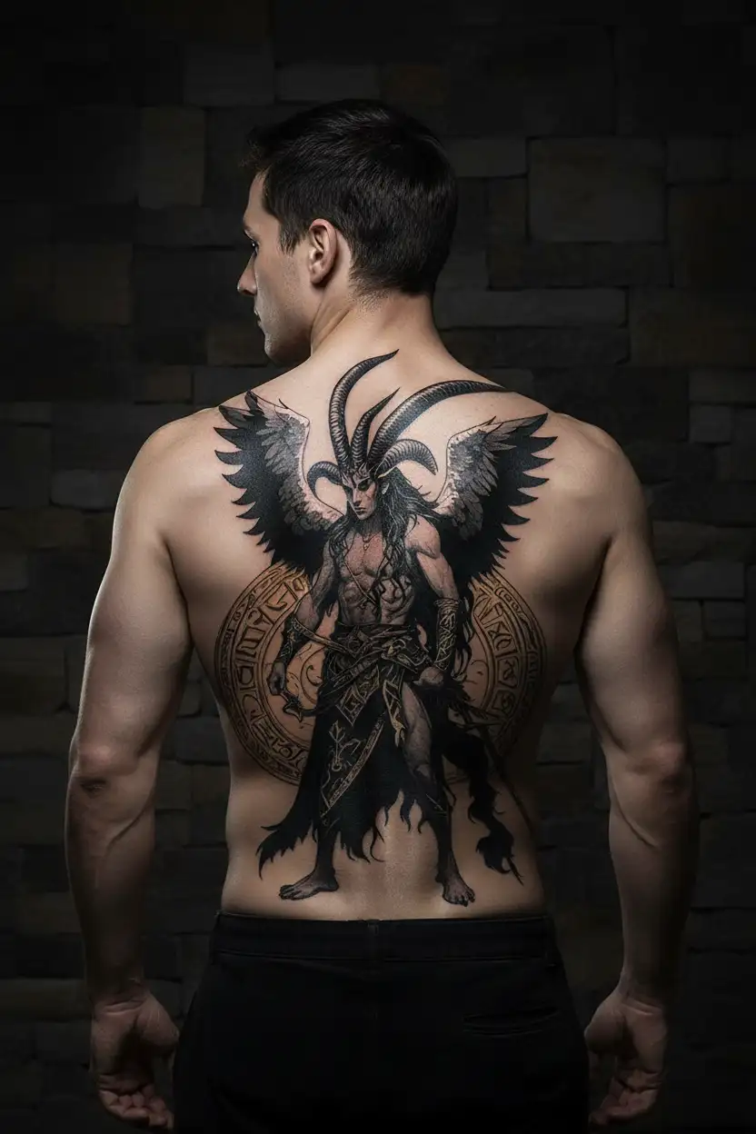 arcangel uriel with capricorn zodiac sign tattoo design idea