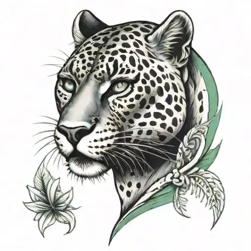 Panther with green eyes tattoo design idea