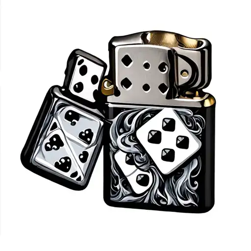 zippo lighter with smoke and domino design on the zippo tattoo design idea