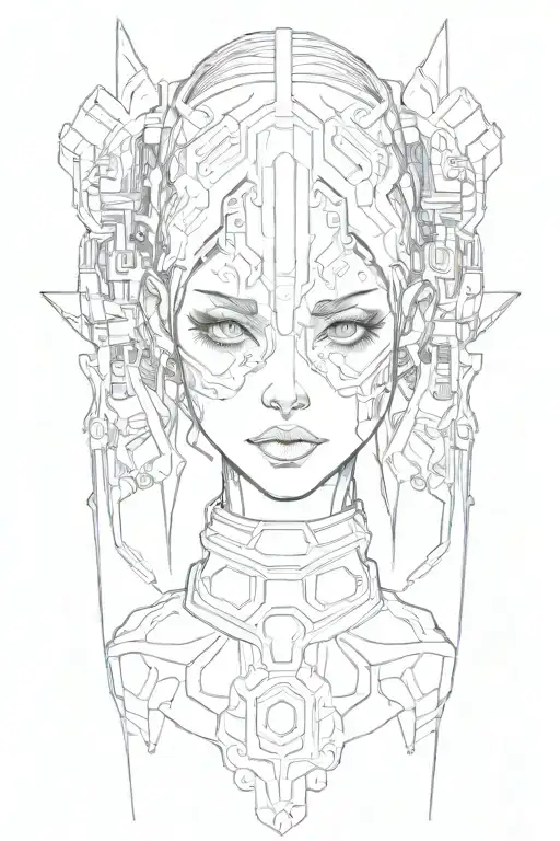 cyberpunk anime girl tattoo design idea