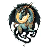 midieval dragon and mythical unicorn full body tattoo design idea