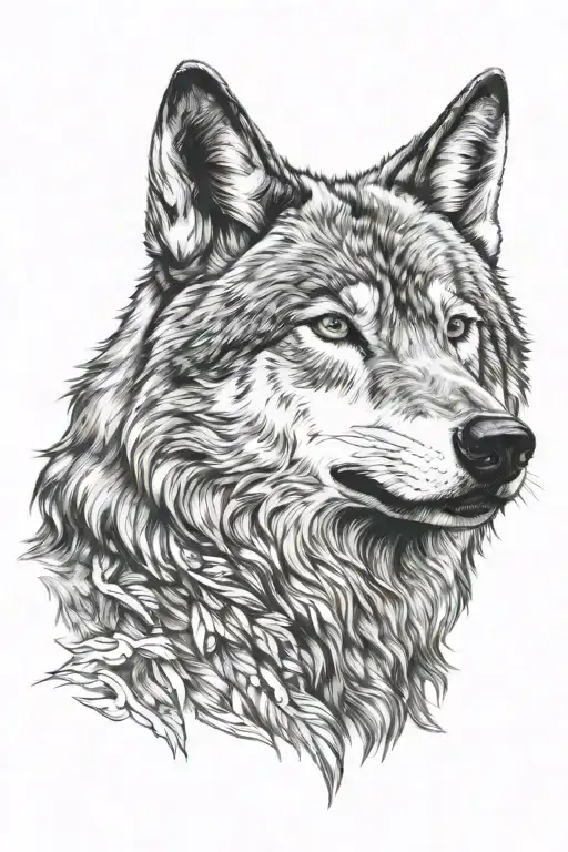 alpha wolf howling tattoo design idea