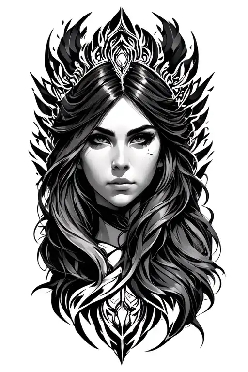 Mirana from Dota 2 only face tattoo tattoo design idea