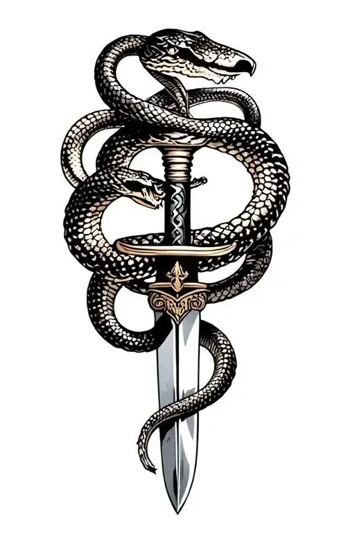 snake and dagger tattoo design idea