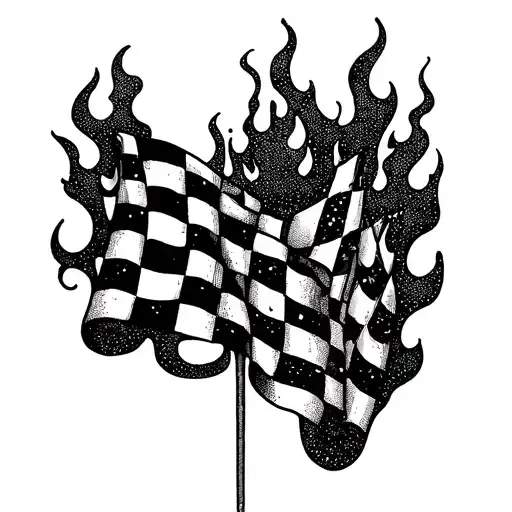 racing flags and flames  tattoo design idea