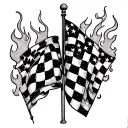 racing flags and flames  tattoo design idea
