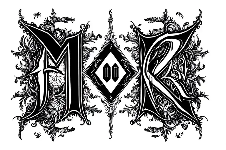 marilyn manson initials engraved tattoo design idea