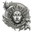 sun god with calm waters tattoo design idea