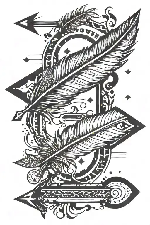 arrow feather with morse code on it "am yours- you are mine " tattoo design idea