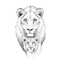 a lioness and her cub tattoo design idea