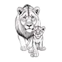 a lioness and her cub tattoo design idea