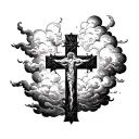 Christian Cross with clouds tattoo design idea