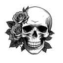skull and roses cracking  tattoo design idea