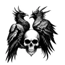 Phoenix birds with skull tattoo design idea
