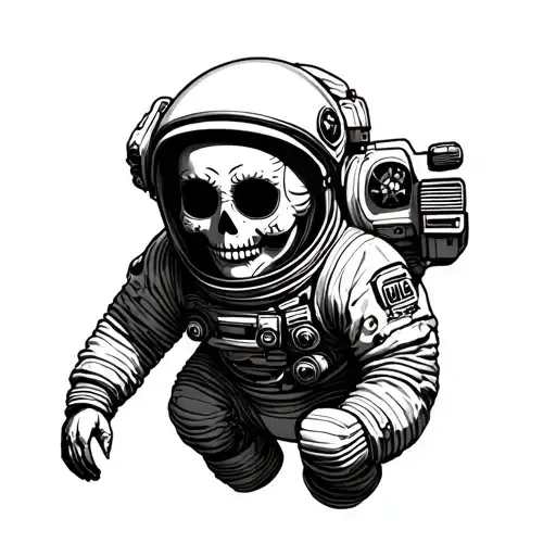 day of the dead astronaut floating in space tattoo design idea