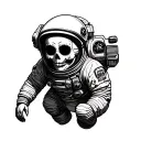 day of the dead astronaut floating in space tattoo design idea