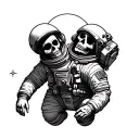 day of the dead astronaut floating in space tattoo design idea