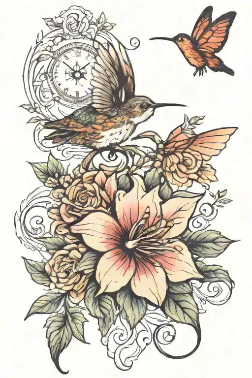 rabbit and hummingbird, and butterfly emerging tattoo tattoo design idea