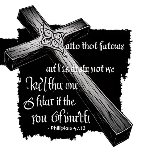 cross, with verse Philippians 4:13  tattoo design idea