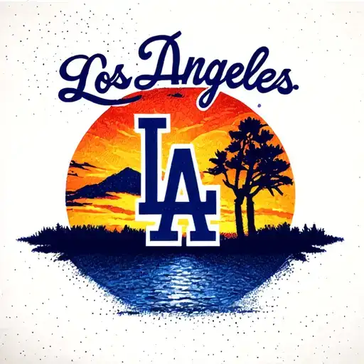A tattoo of the Los Angeles Dodgers logo with a California sunset background to showcase your love for the team and the state tattoo design idea