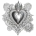 simple sacred heart all black tattoo design idea