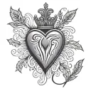 simple sacred heart all black tattoo design idea