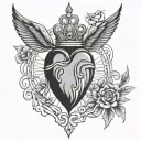 simple sacred heart all black tattoo design idea