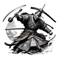 samurai warrior battling tattoo design idea