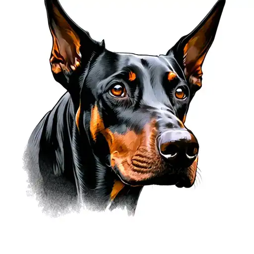 Doberman dog head with floppy ears tattoo design idea