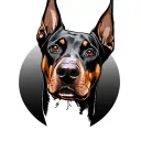 Doberman dog head with floppy ears tattoo design idea