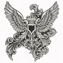 double headed serbian eagle carring orthodox cross tattoo design idea