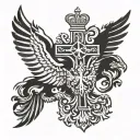 double headed serbian eagle carring orthodox cross tattoo design idea