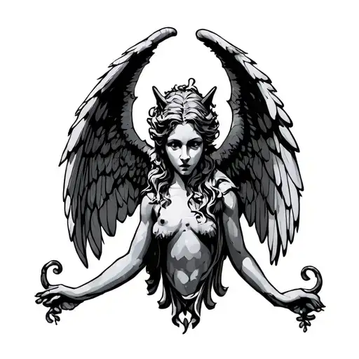 gothic cathedral gargoyle angel stained glass filled tattoo design idea