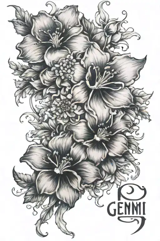 Gemini, flower , God bad tattoo design idea