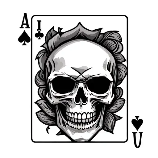 blackjack cards with skull tattoo design idea